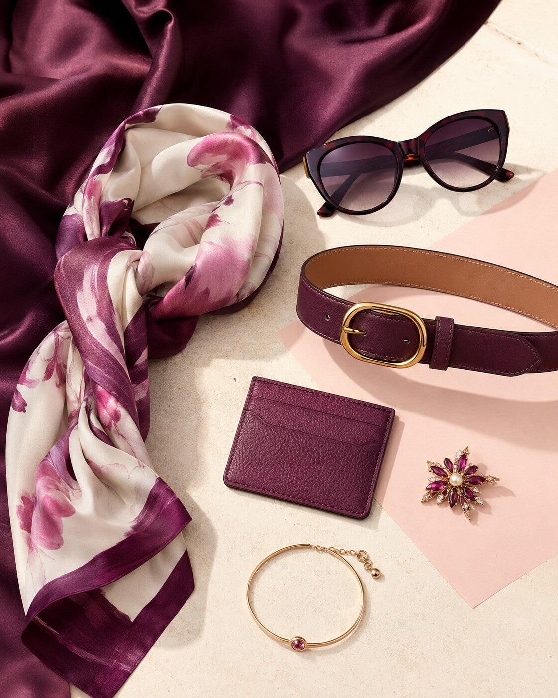 HavaPassion scarf, belt, sunglasses and leather accessories